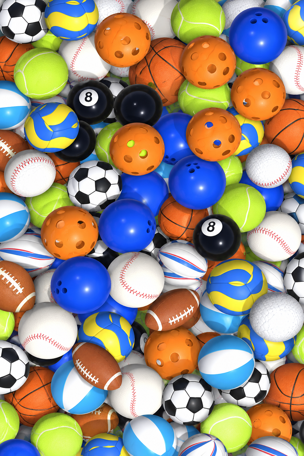 Vista artística del montón de balones de GOTOL, sin marcos ni titulares